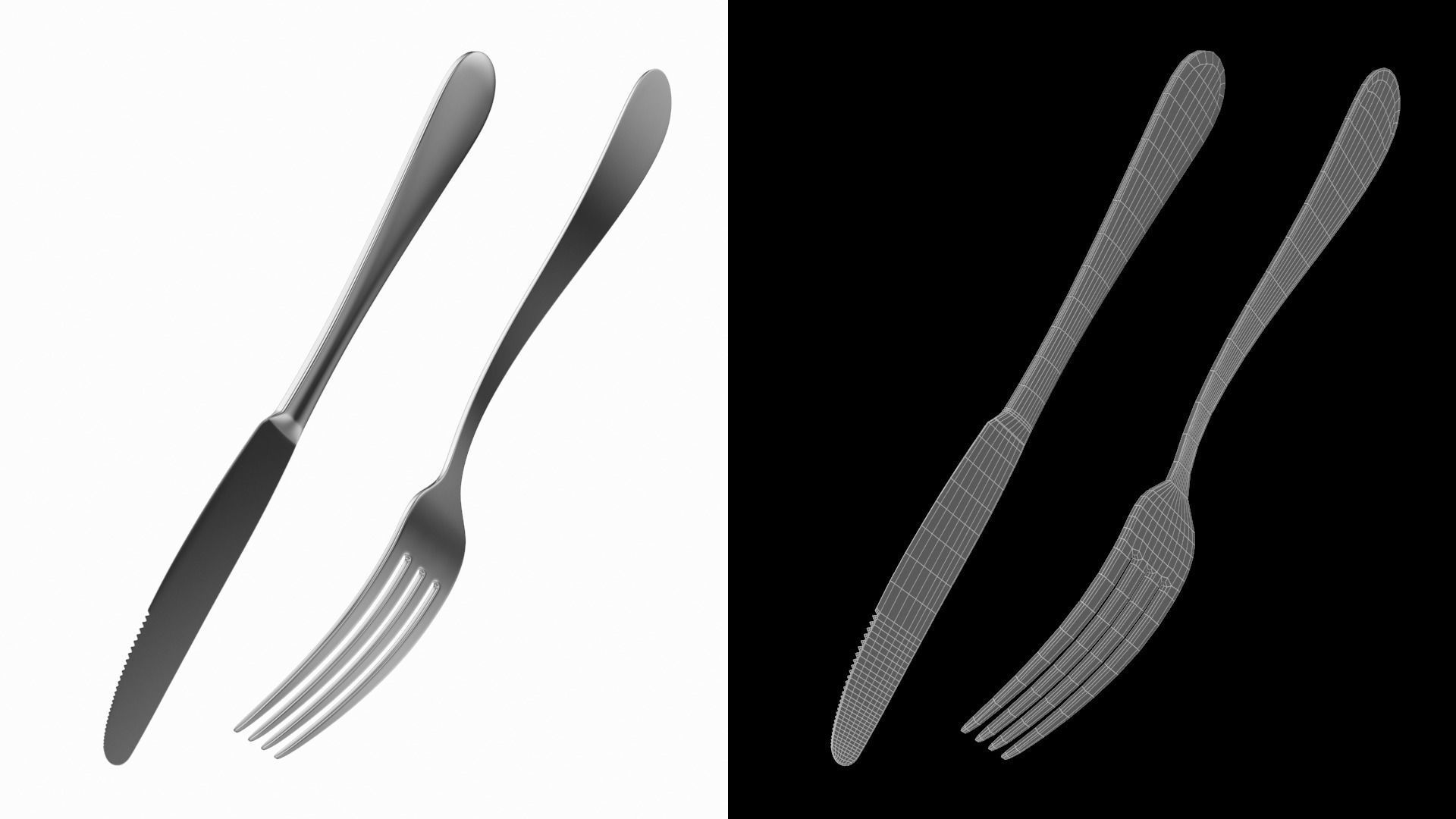 Dessert Knife and Fork Generic Cutlery 3D model_11