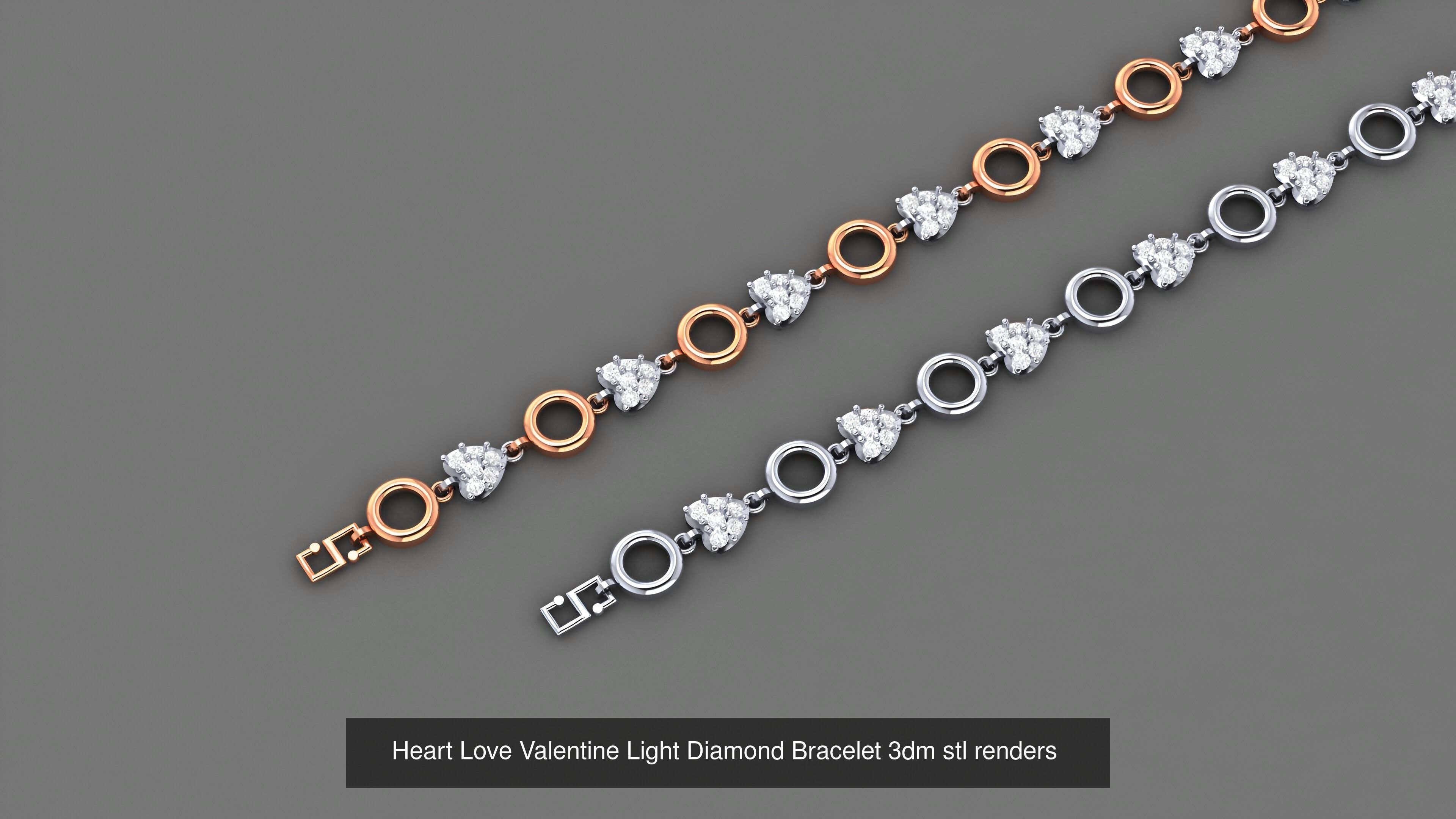 16 Heart Love Valentine Light Diamond Bracelet 3dm stl renders 3D Model Collection_3