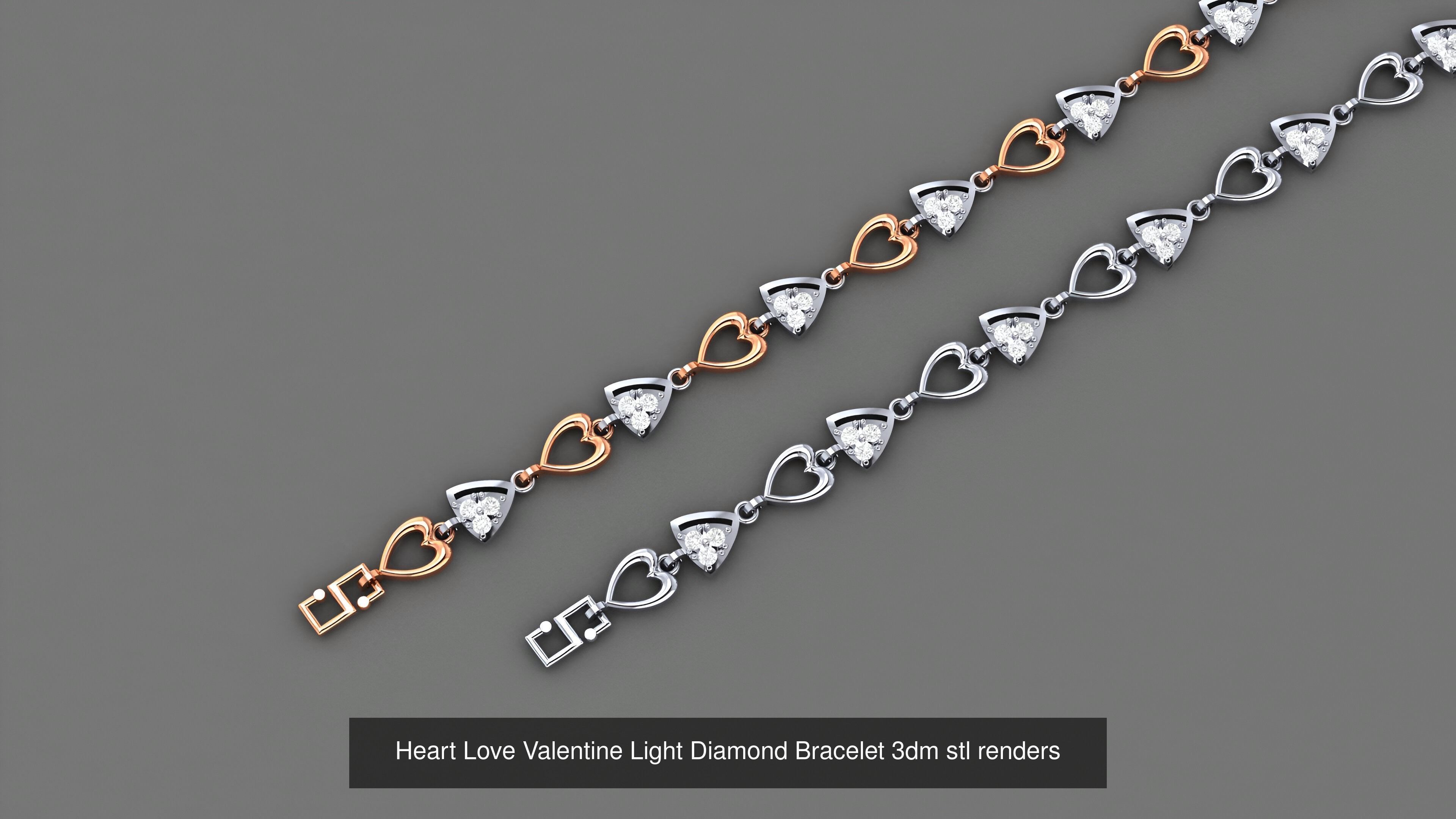 16 Heart Love Valentine Light Diamond Bracelet 3dm stl renders 3D Model Collection_8
