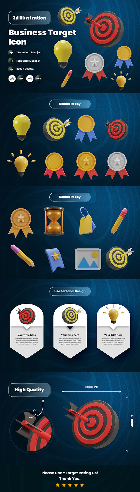 Business target 3d Illustration  Icon Pack  3D model_5