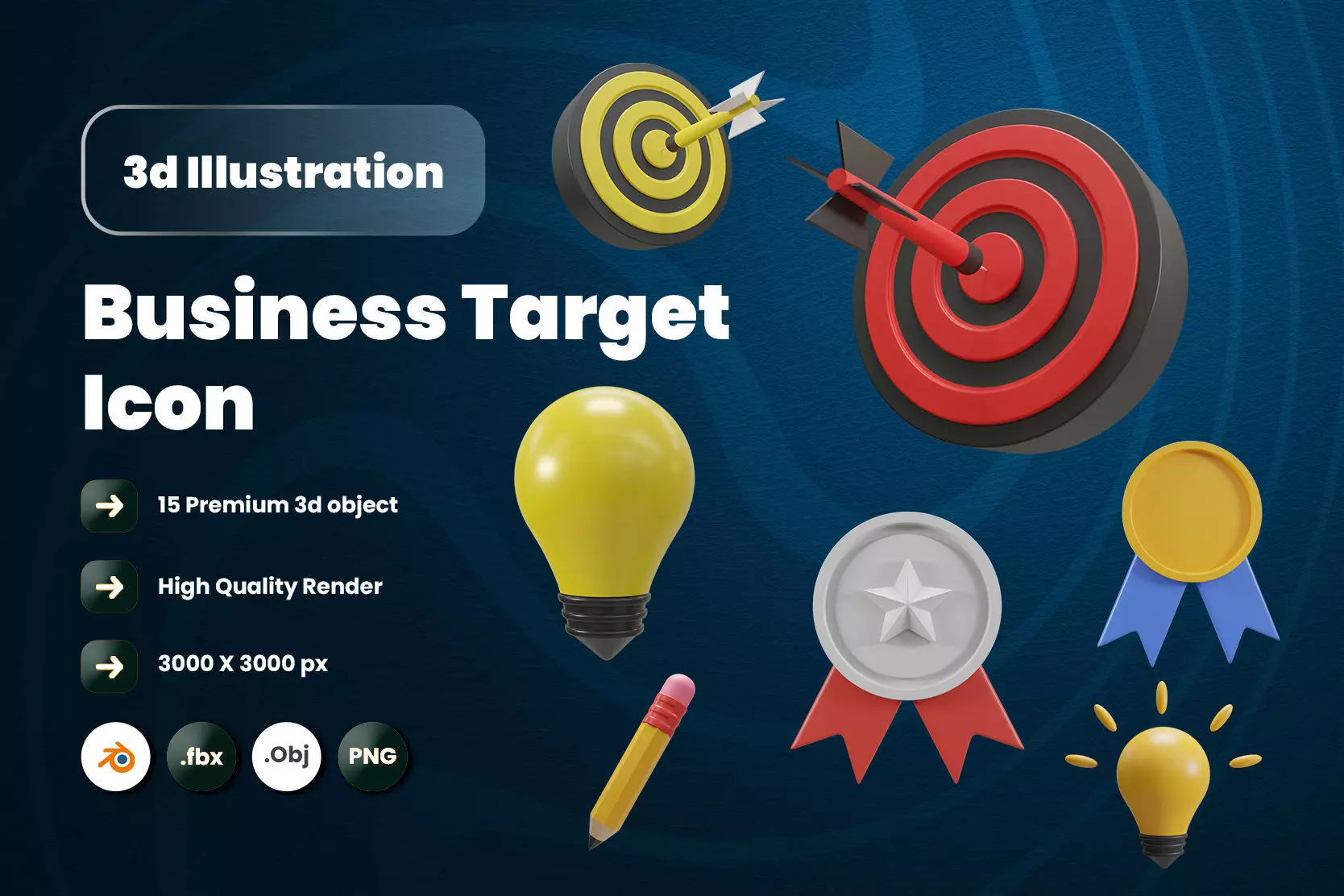 Business target 3d Illustration  Icon Pack  3D model_0