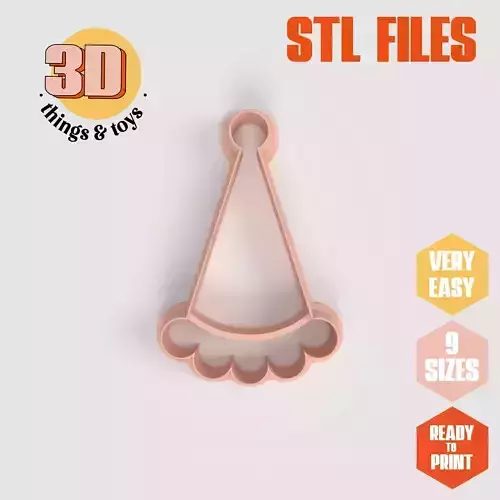 Pompo Party Hat - Cookie Cutter Clay - Many Size