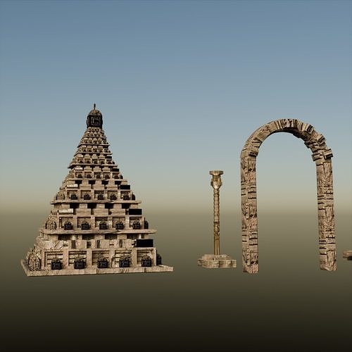 Temple Asset Pack  3D model Low-poly 3D model 6