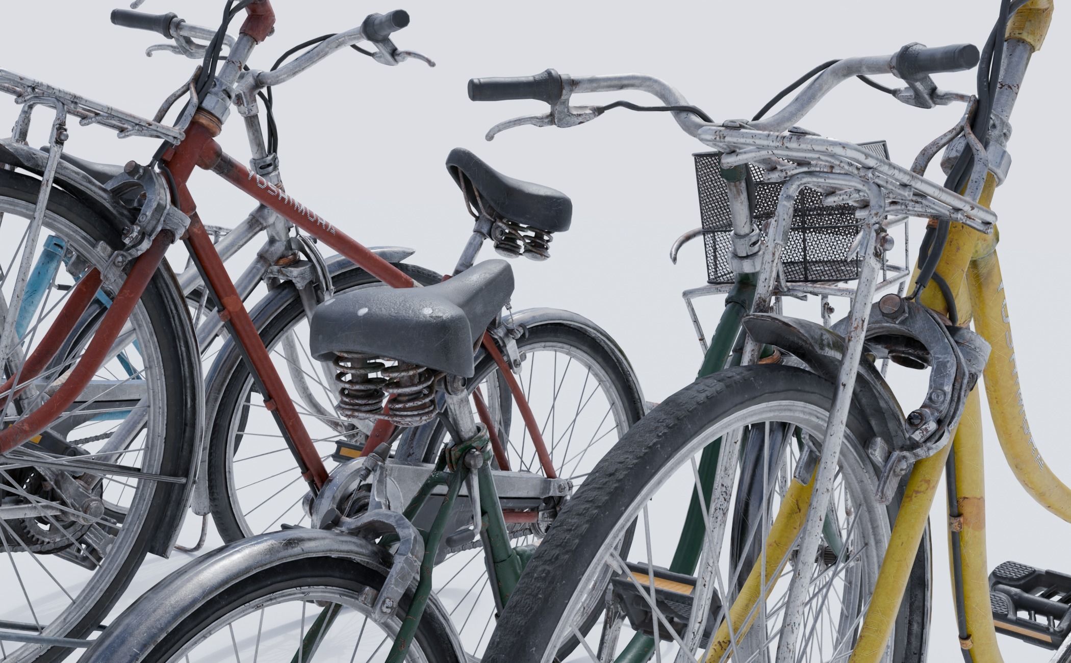 Old Bikes Low-poly 3D model_3