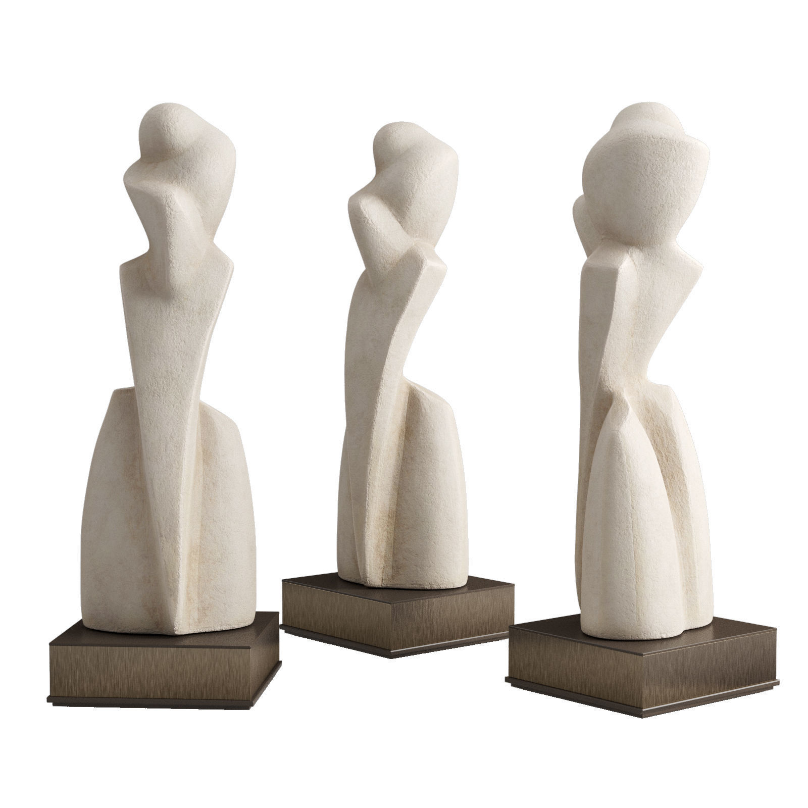 White tall abstract Low-poly 3D model_1