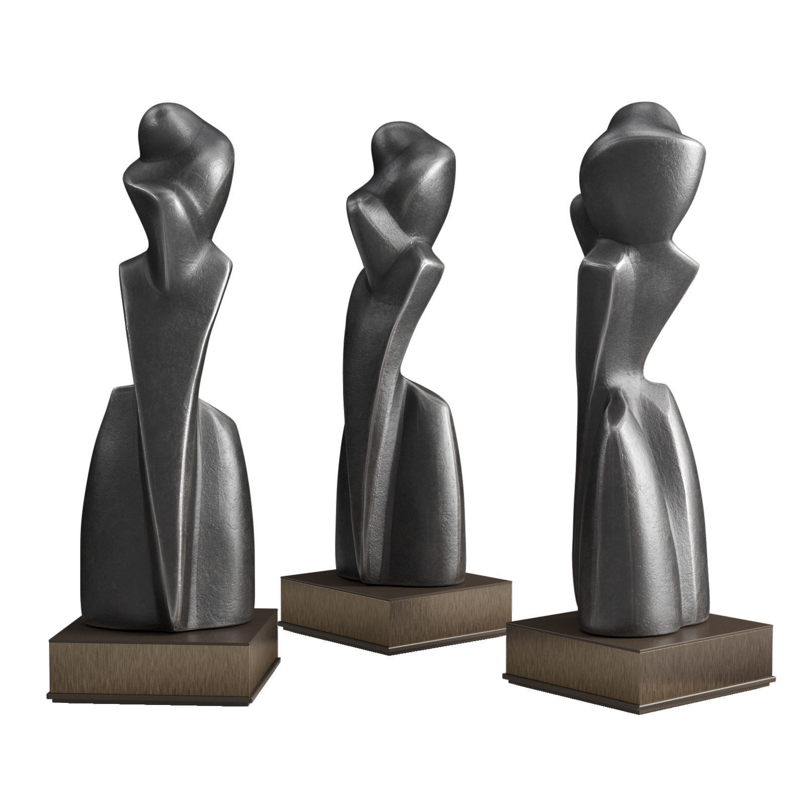 White tall abstract Low-poly 3D model_3