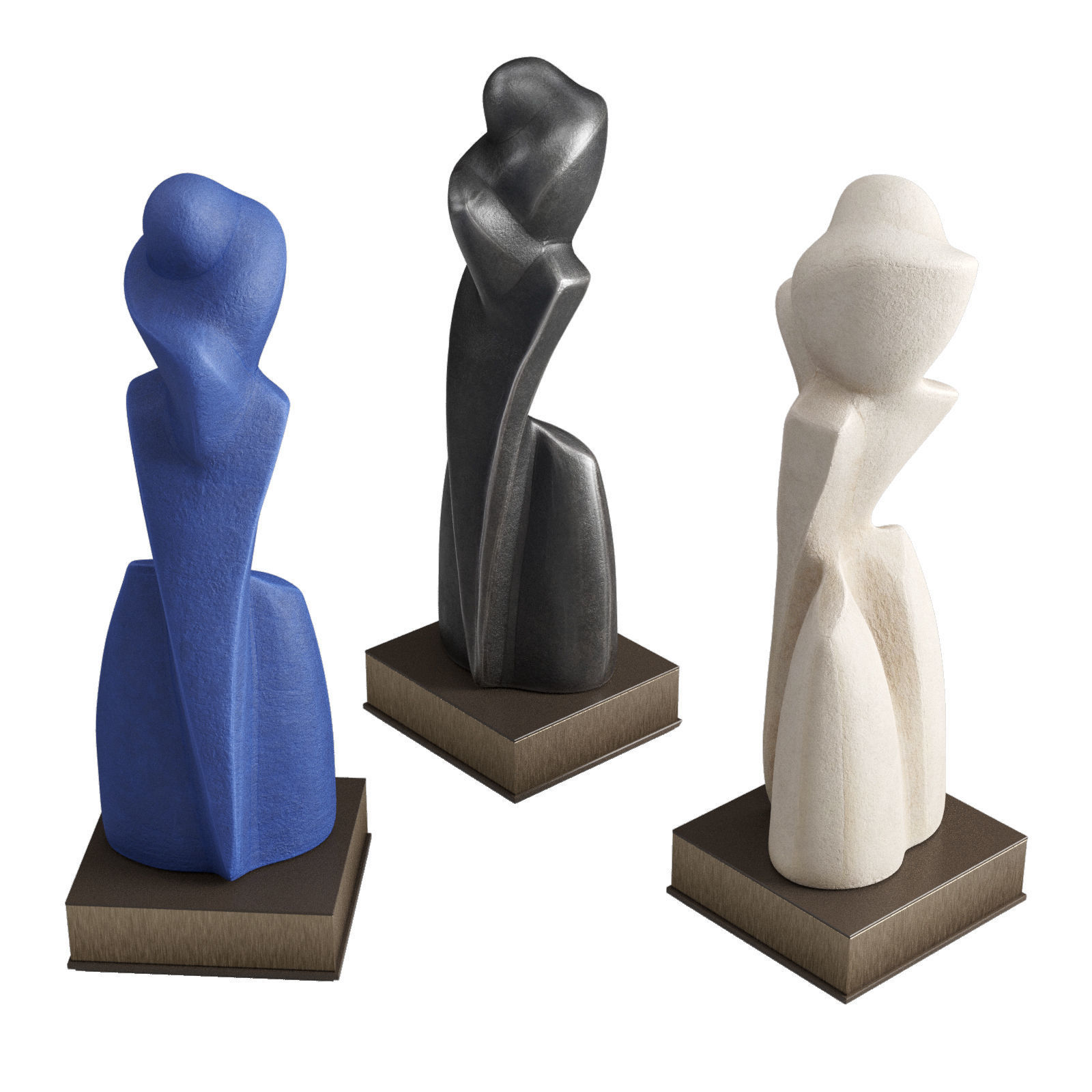 White tall abstract Low-poly 3D model_4