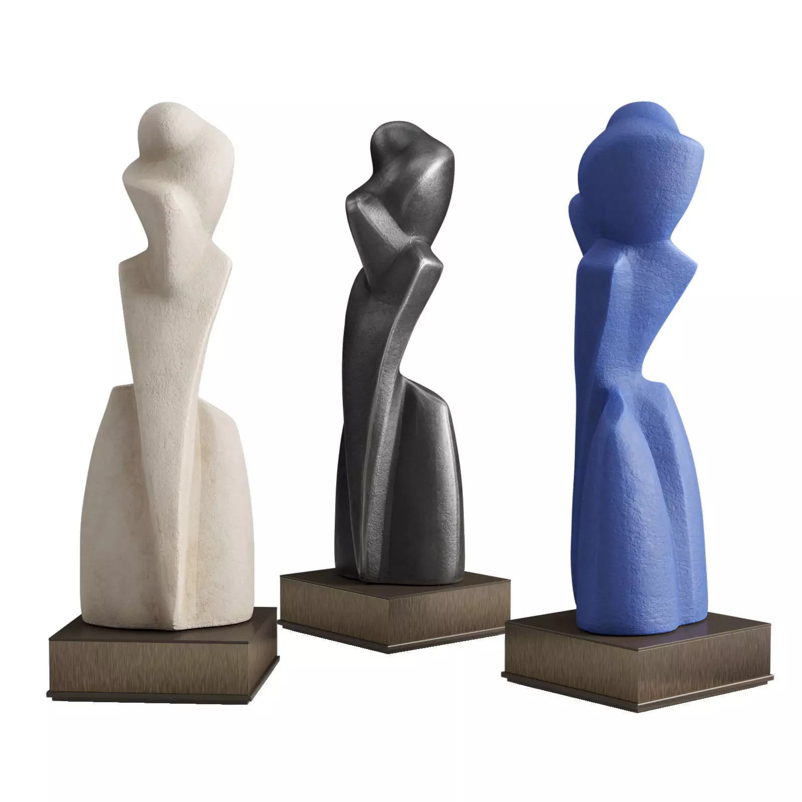 White tall abstract Low-poly 3D model_0