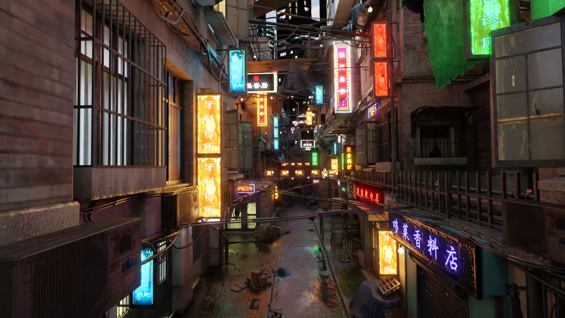 China-Themed Cyberpunk Street 3D model