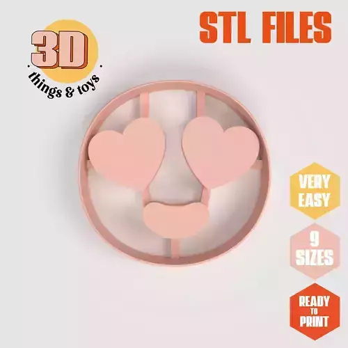 Emoji Eyes Hearts - Cookie Cutter Clay - Many Size