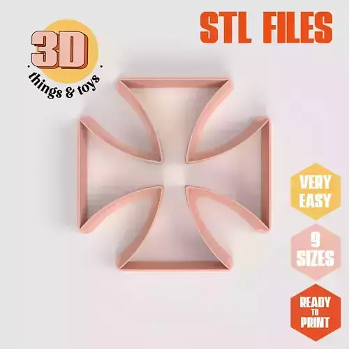 Templars Cross - Cookie Cutter Clay - Many Size