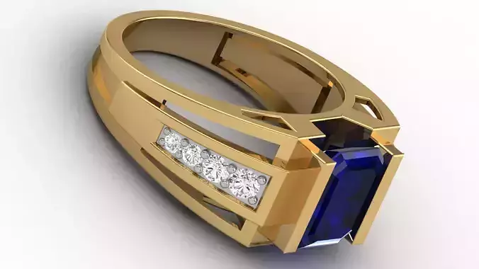 blue sapphire  mens ring 