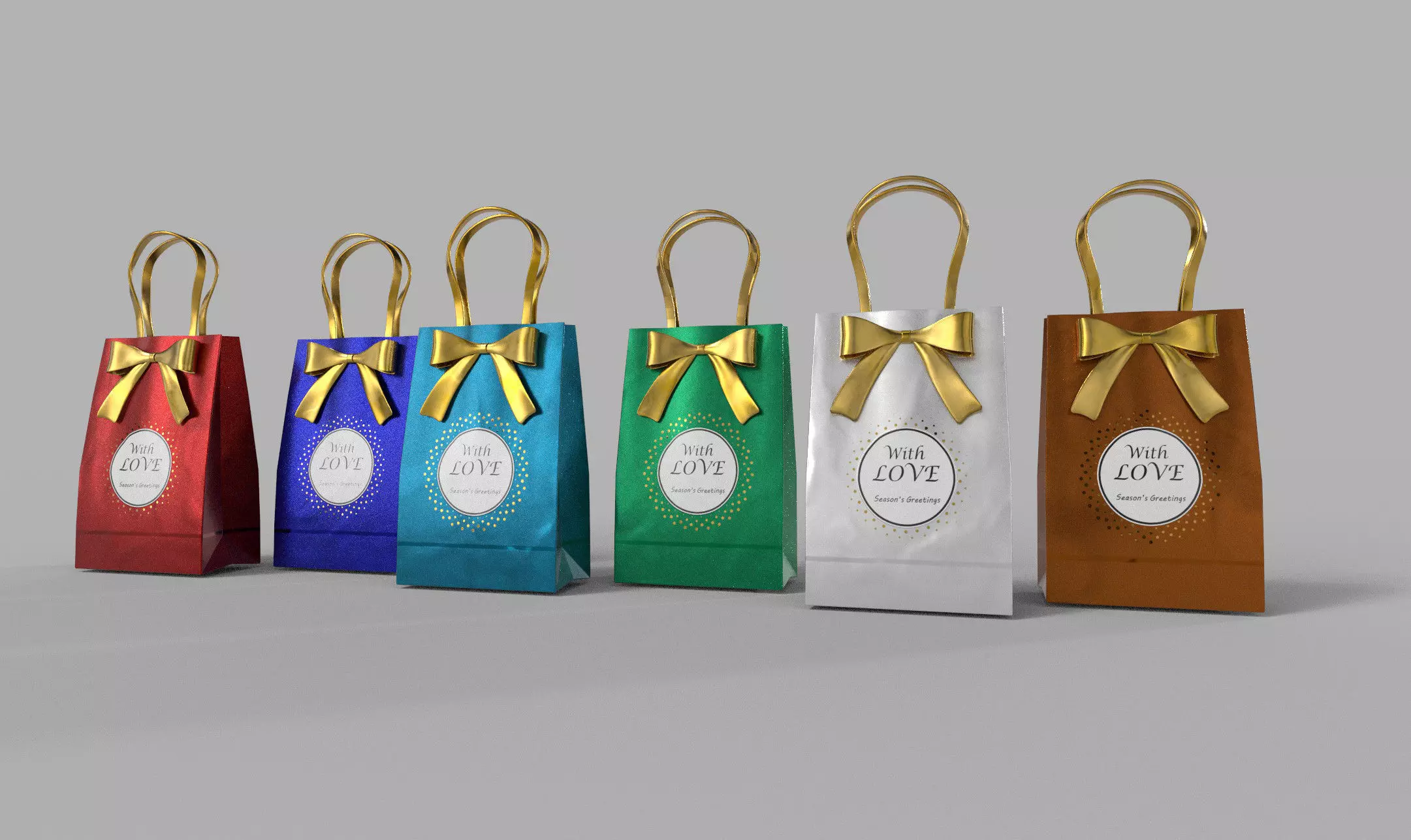 Gift Packaging - Gift Bag Set Low-poly 3D model