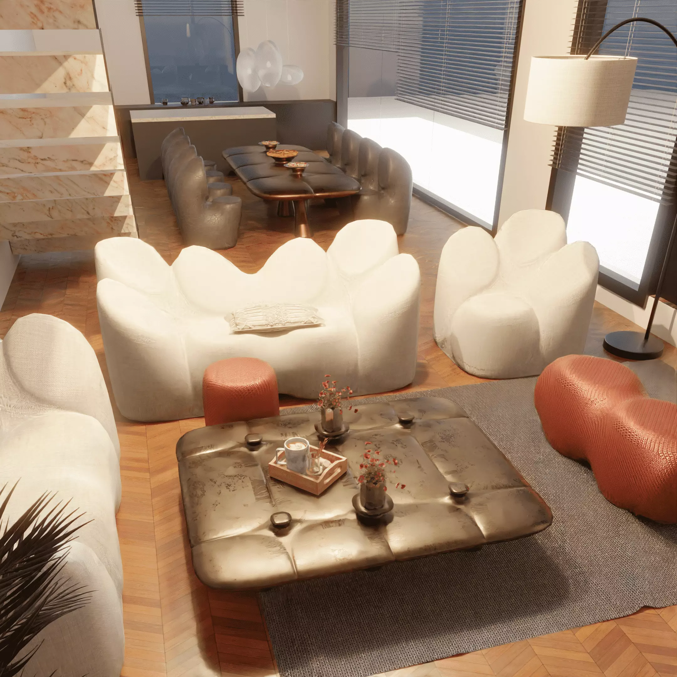 Futuristic Blob Furniture Set 3D model_0