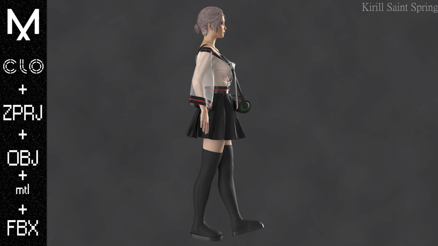 Outfit Female Marvelous designer Clo3d OBJ mtl FBX ZPRJ 3D model_7