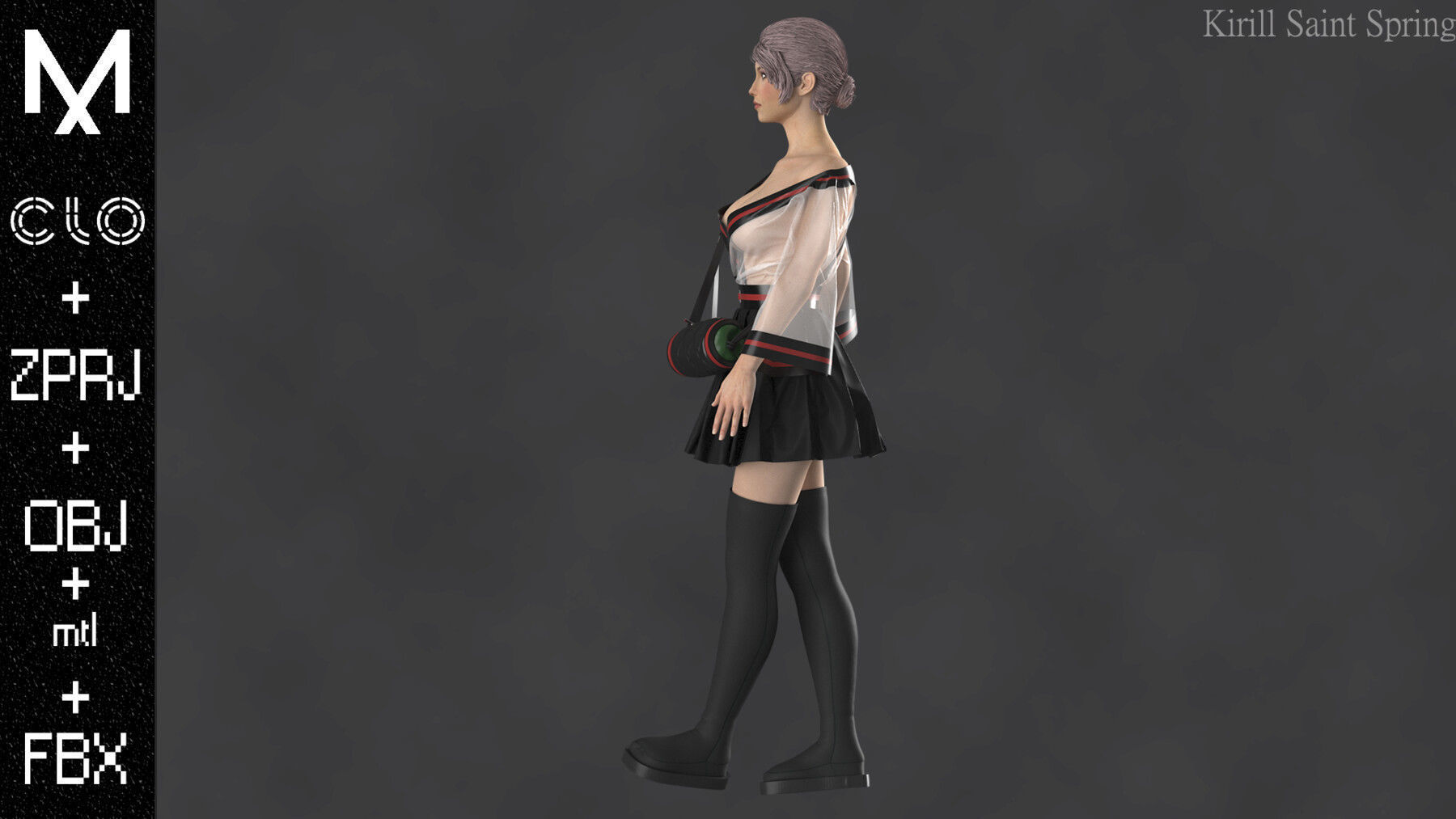 Outfit Female Marvelous designer Clo3d OBJ mtl FBX ZPRJ 3D model_5