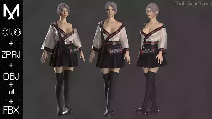 Outfit Female Marvelous designer Clo3d OBJ mtl FBX ZPRJ