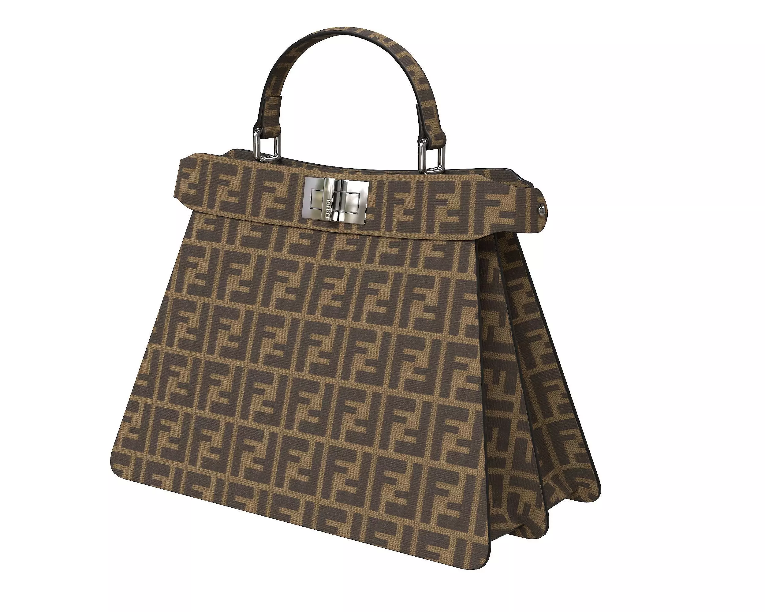 Fendi Peekaboo Bag Brown Logo Low-poly 3D model