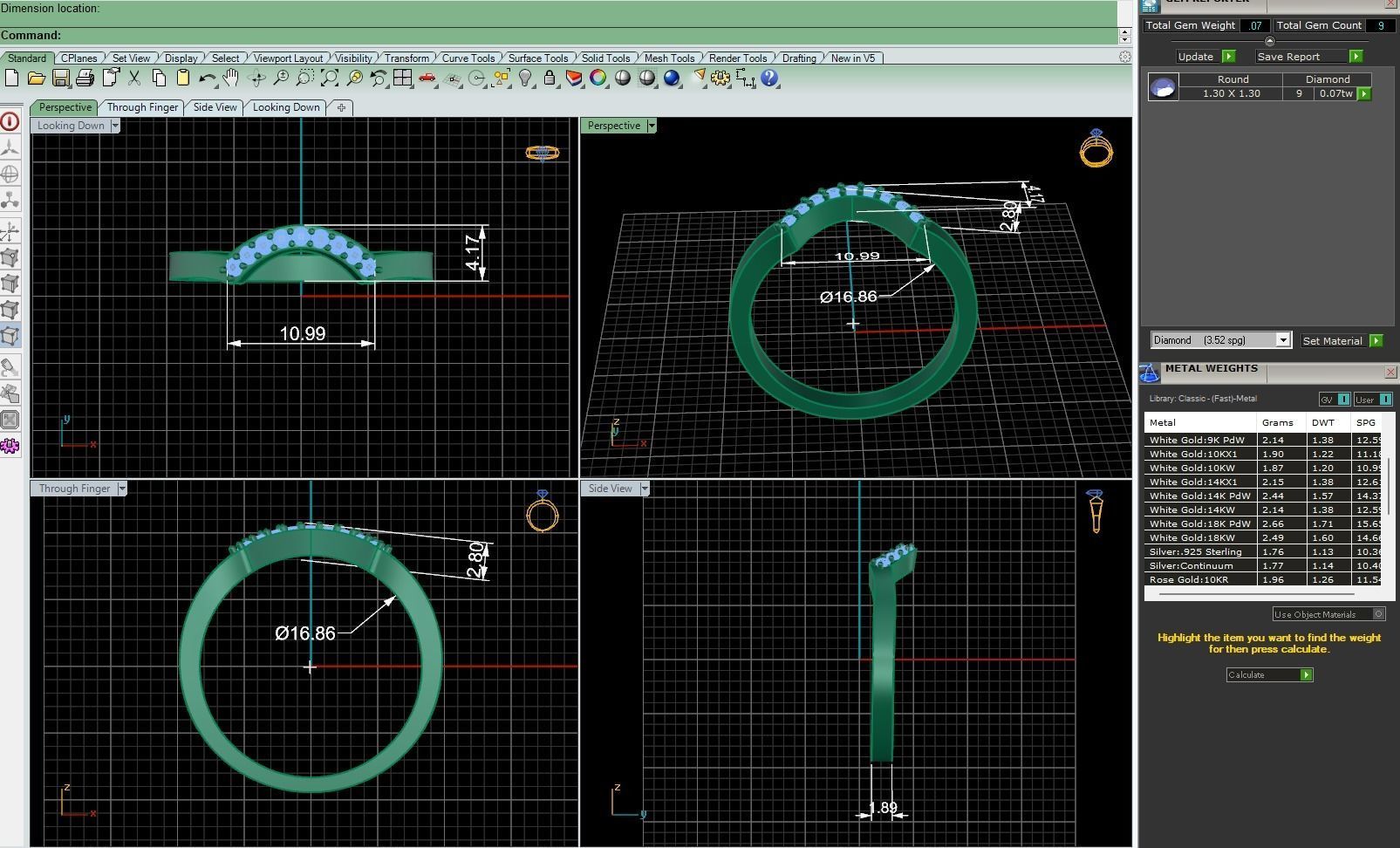 Curve ring diamond with new style 3D print model_1