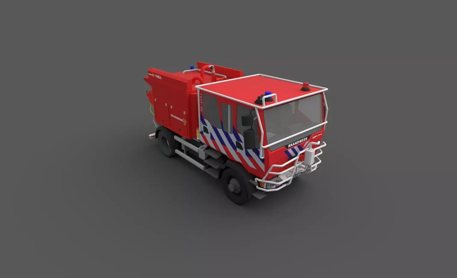 Fire truck Low-poly 3D model_0