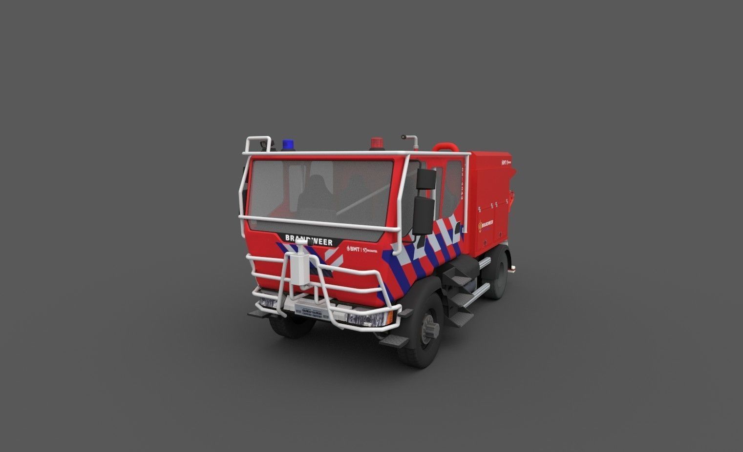 Fire truck Low-poly 3D model_4