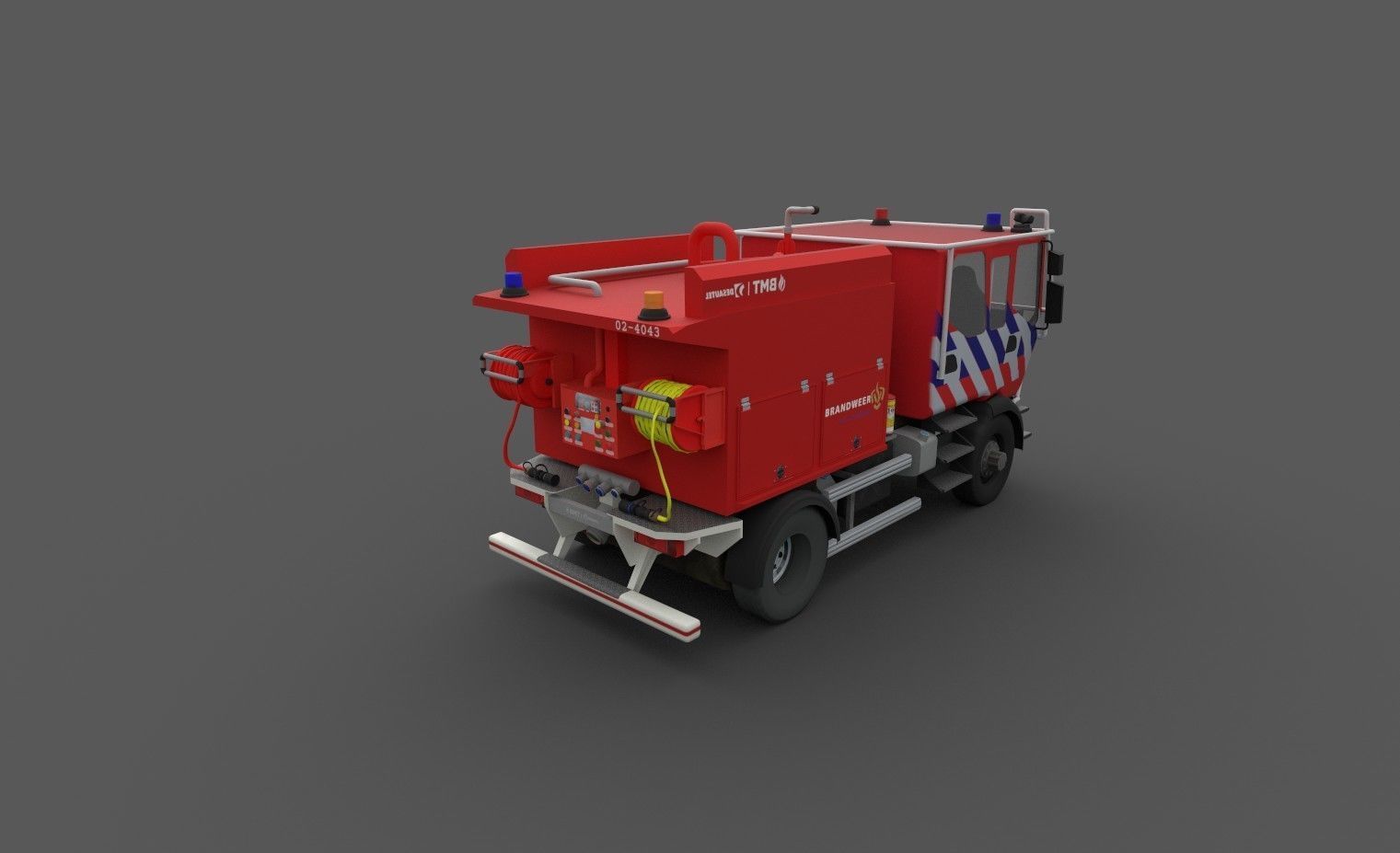 Fire truck Low-poly 3D model_1