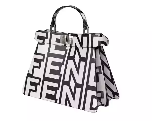 Fendi Peekaboo Bag White Logo Low-poly 3D model