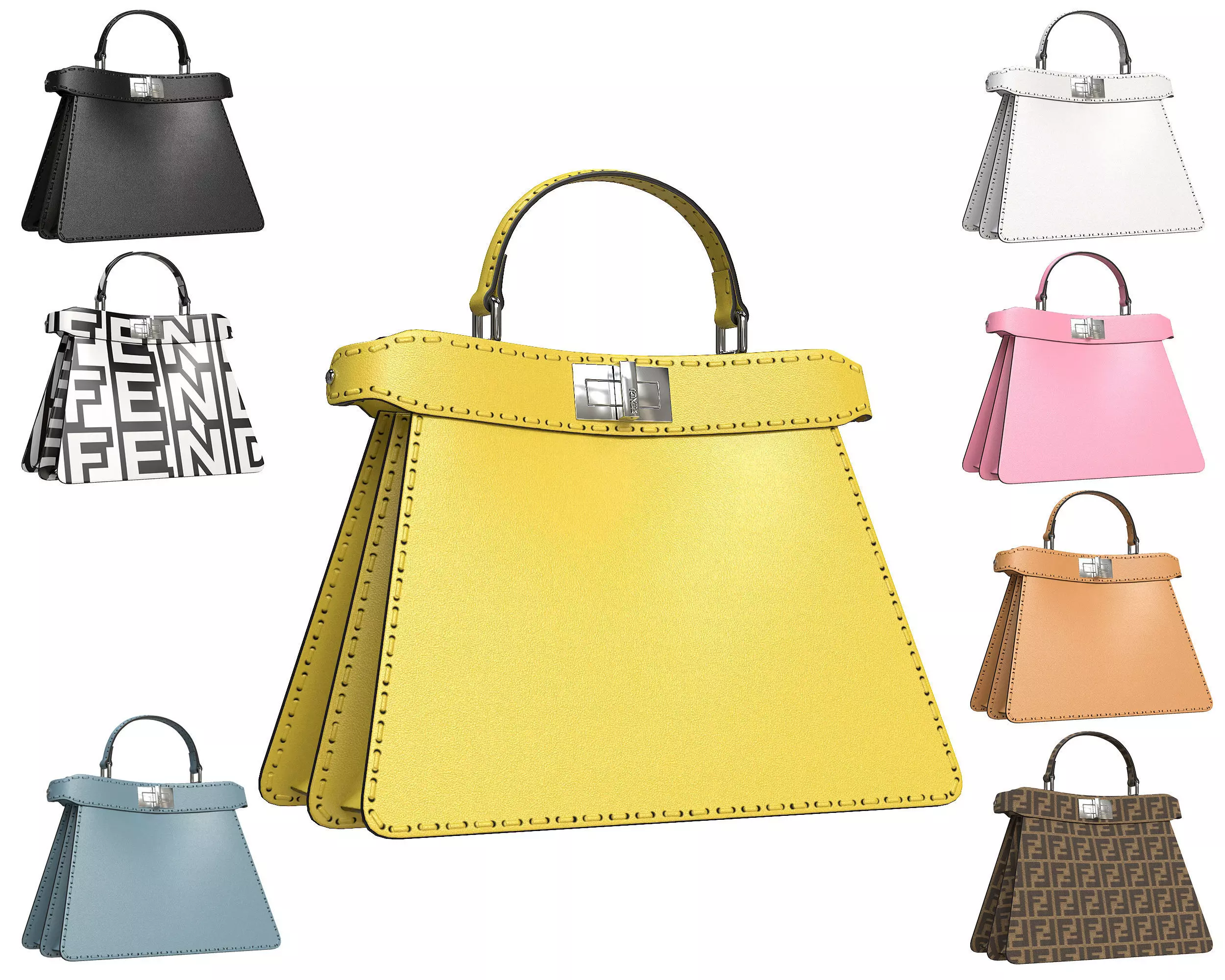 Fendi Peekaboo Bag 3D Model Collection_0