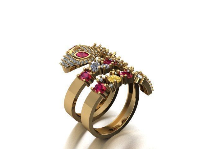 snake ring 3D print model_4