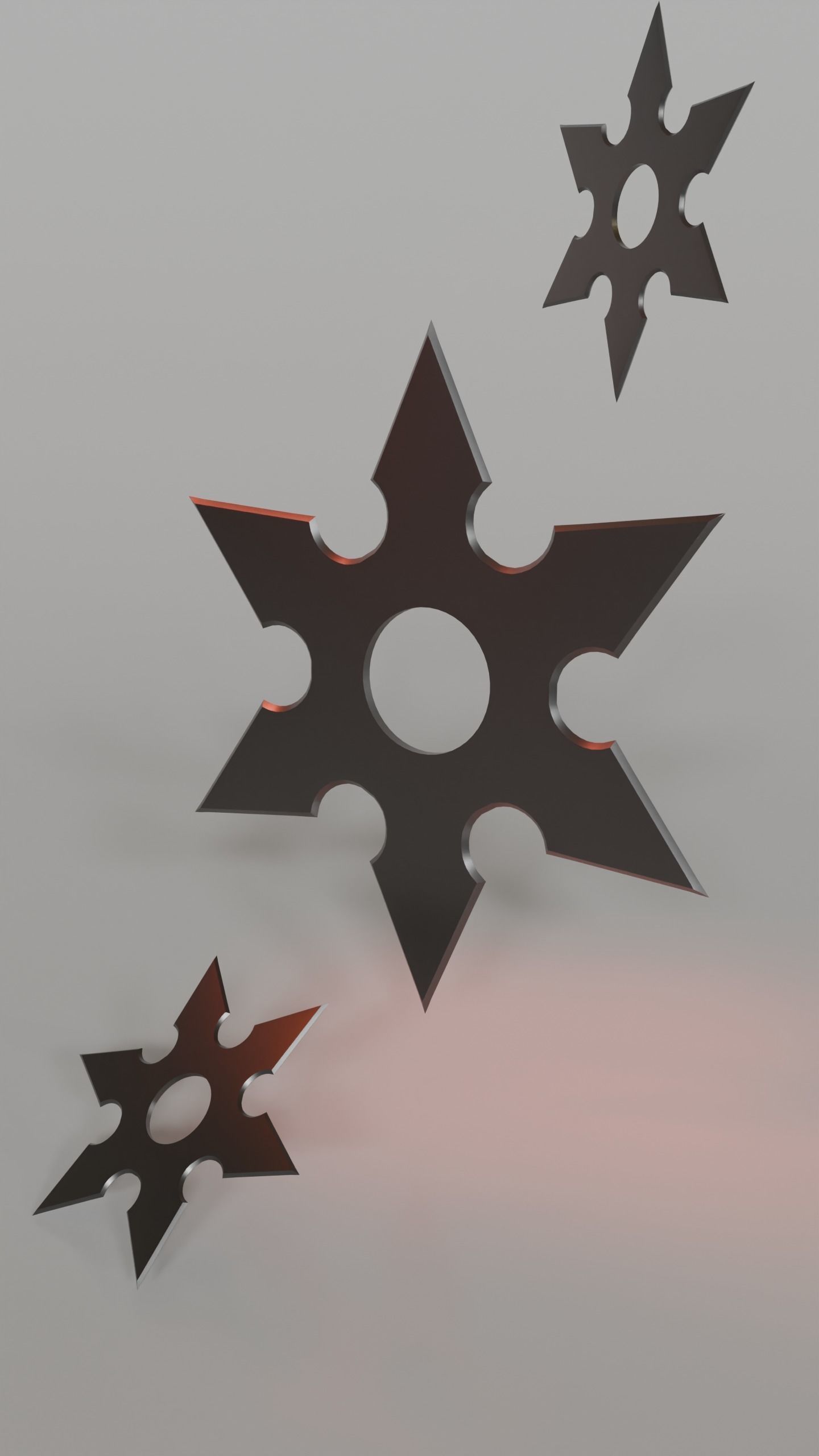 SHURIKENS WITH 3 COLOR OPTION Low-poly 3D model_3