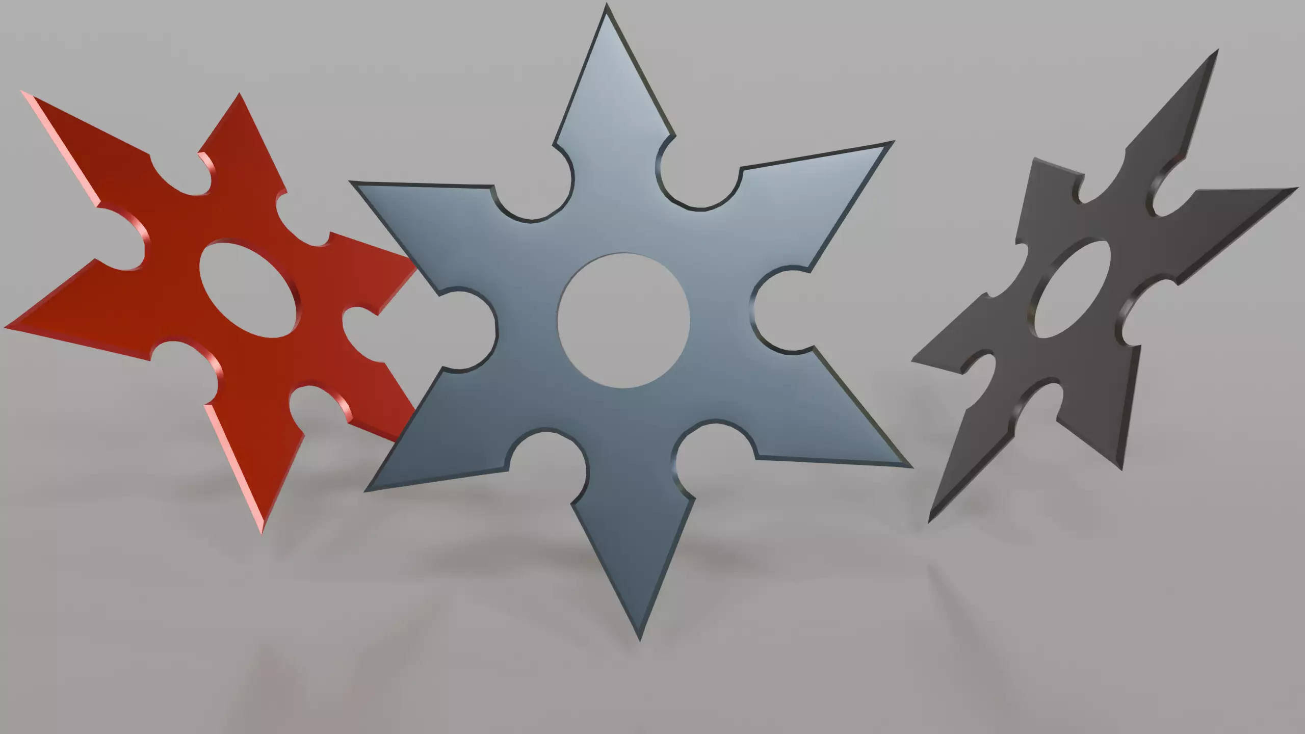 SHURIKENS WITH 3 COLOR OPTION Low-poly 3D model_0