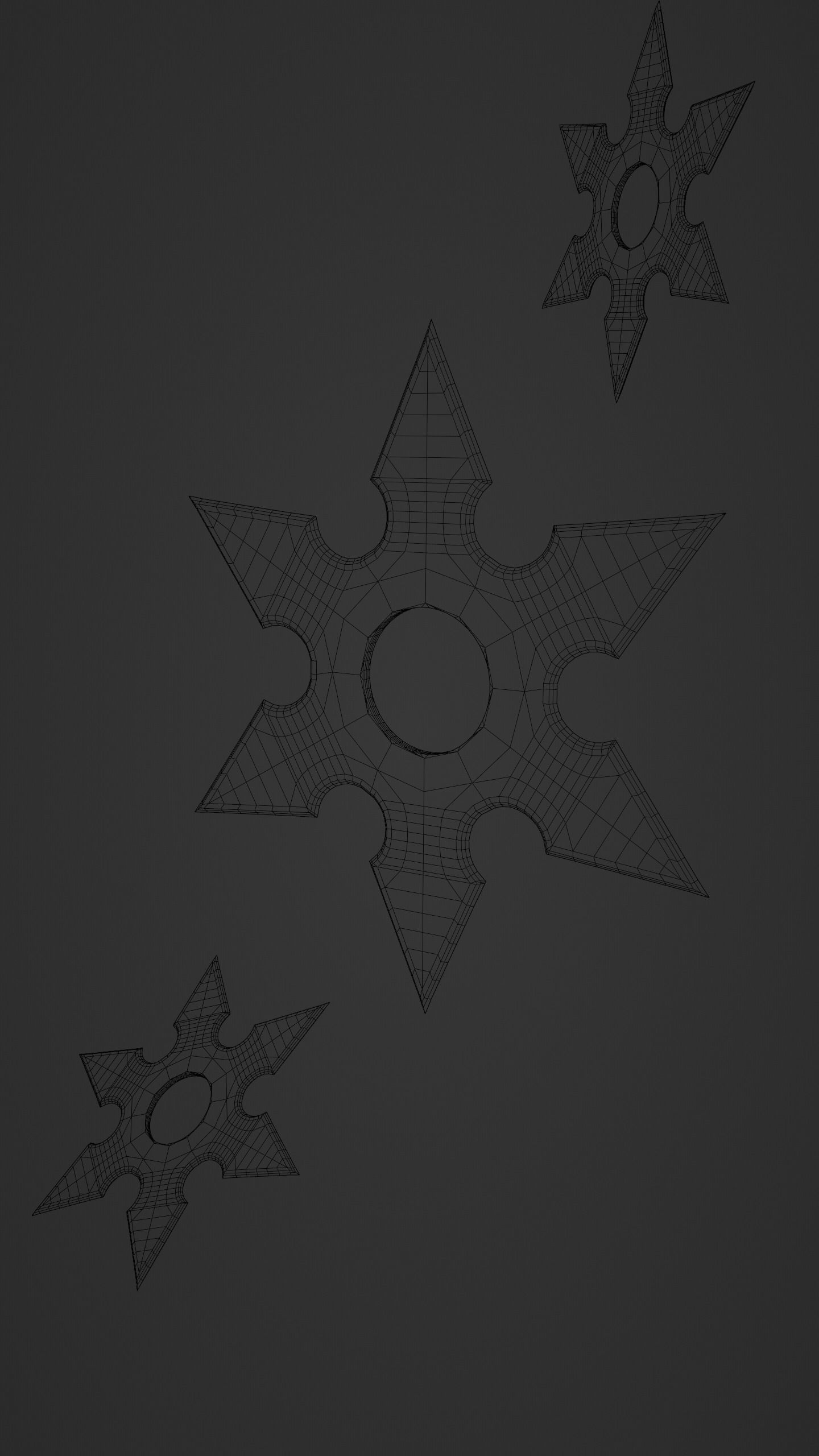 SHURIKENS WITH 3 COLOR OPTION Low-poly 3D model_4