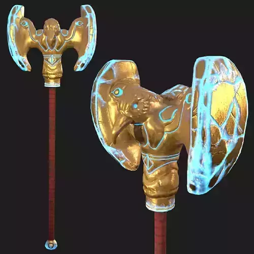 Stylized Golden Raven Hammer Low-poly 3D model