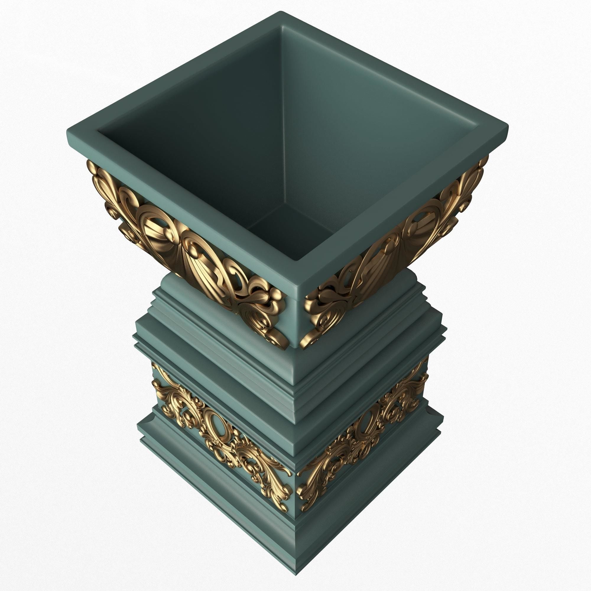 Flower Pot 06 Green Low-poly 3D model_4