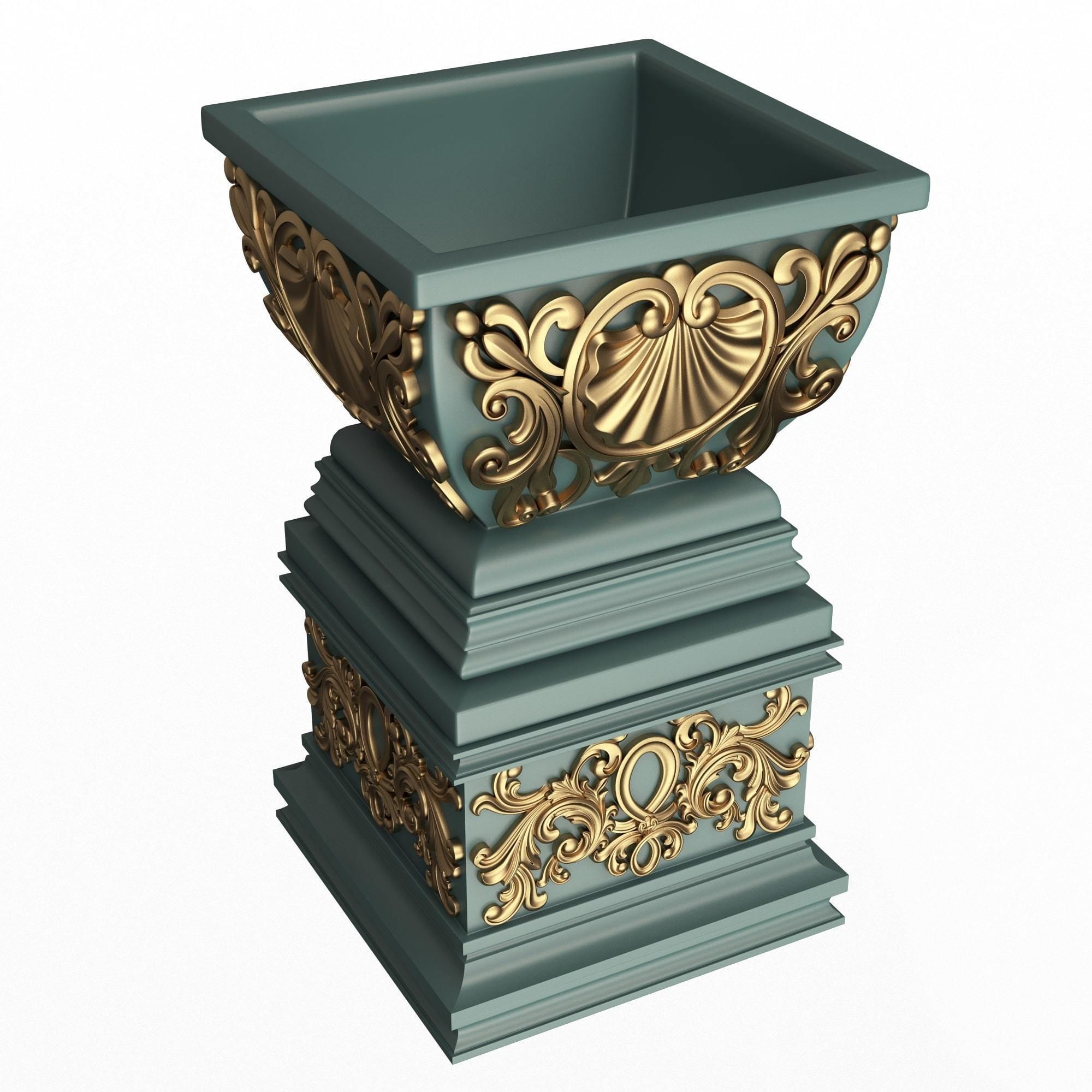 Flower Pot 06 Green Low-poly 3D model_1