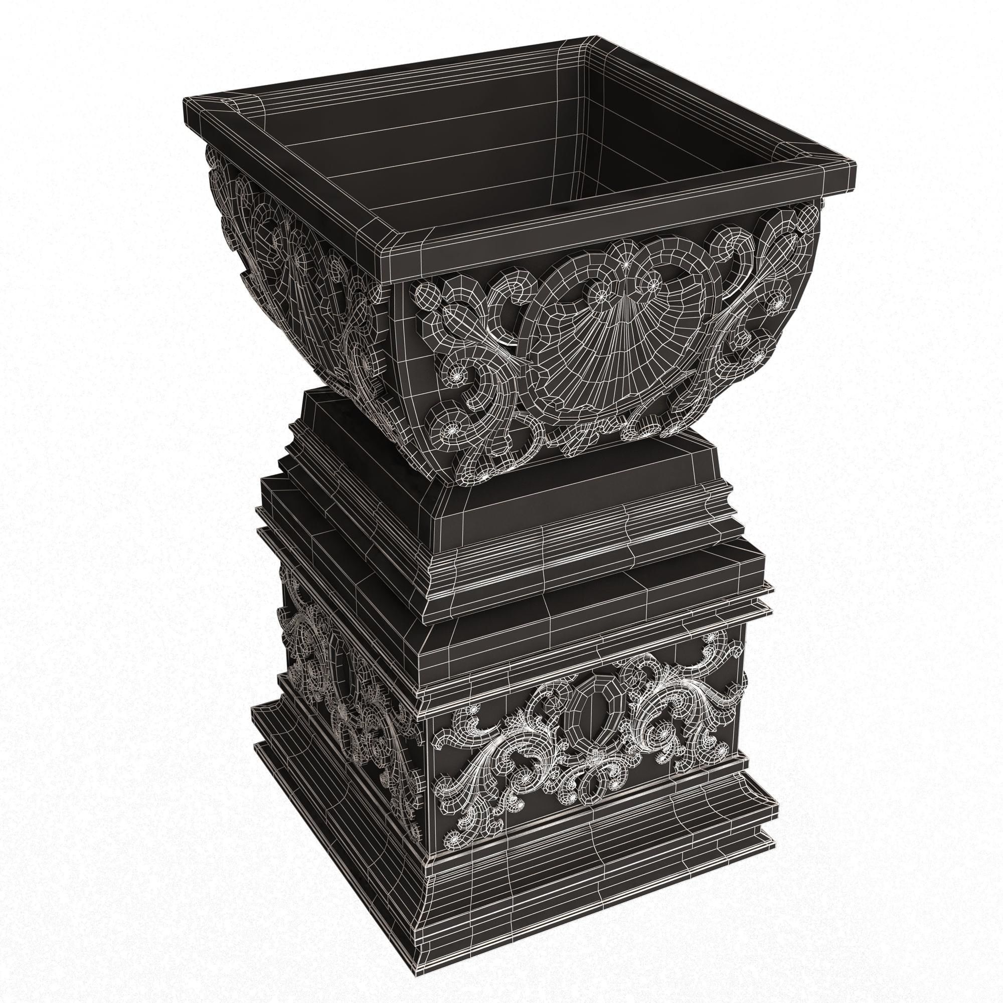 Flower Pot 06 Green Low-poly 3D model_7