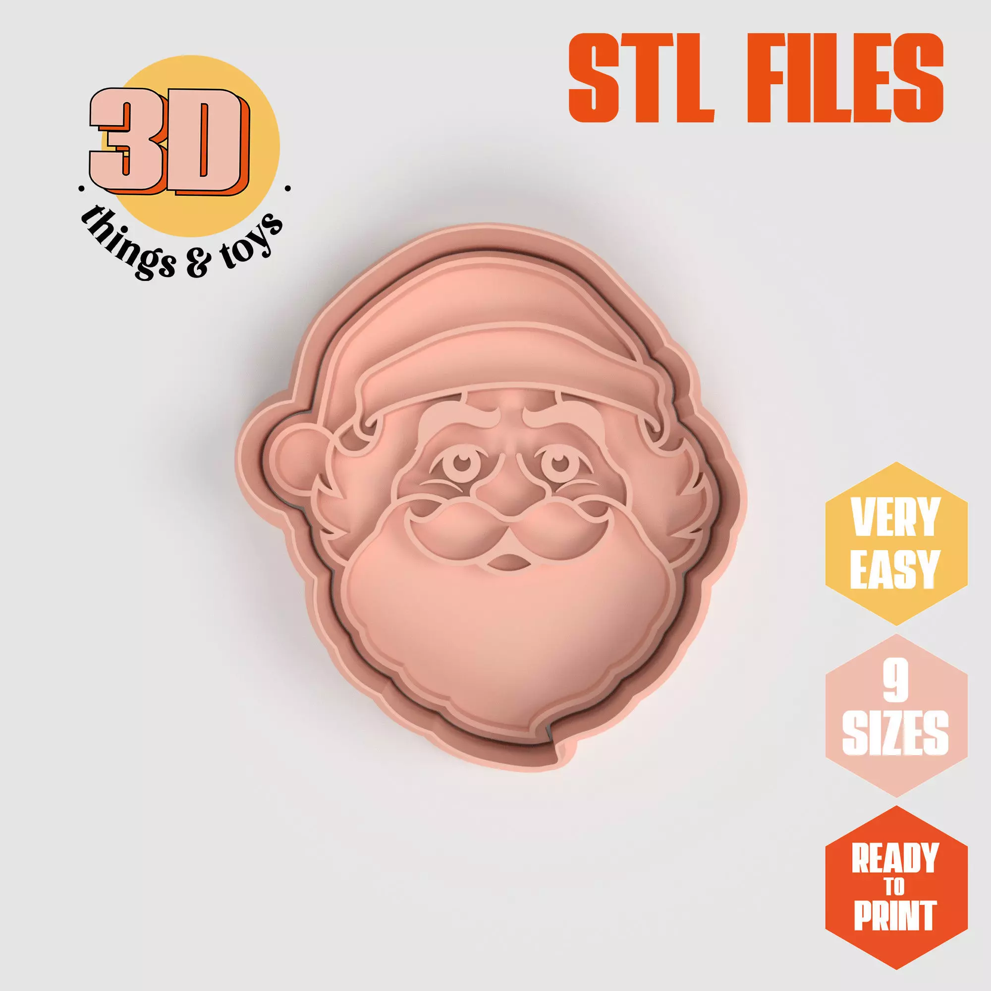 Santa Claus Christmas - Cookie Cutter Clay - Many Size 3D print model_0