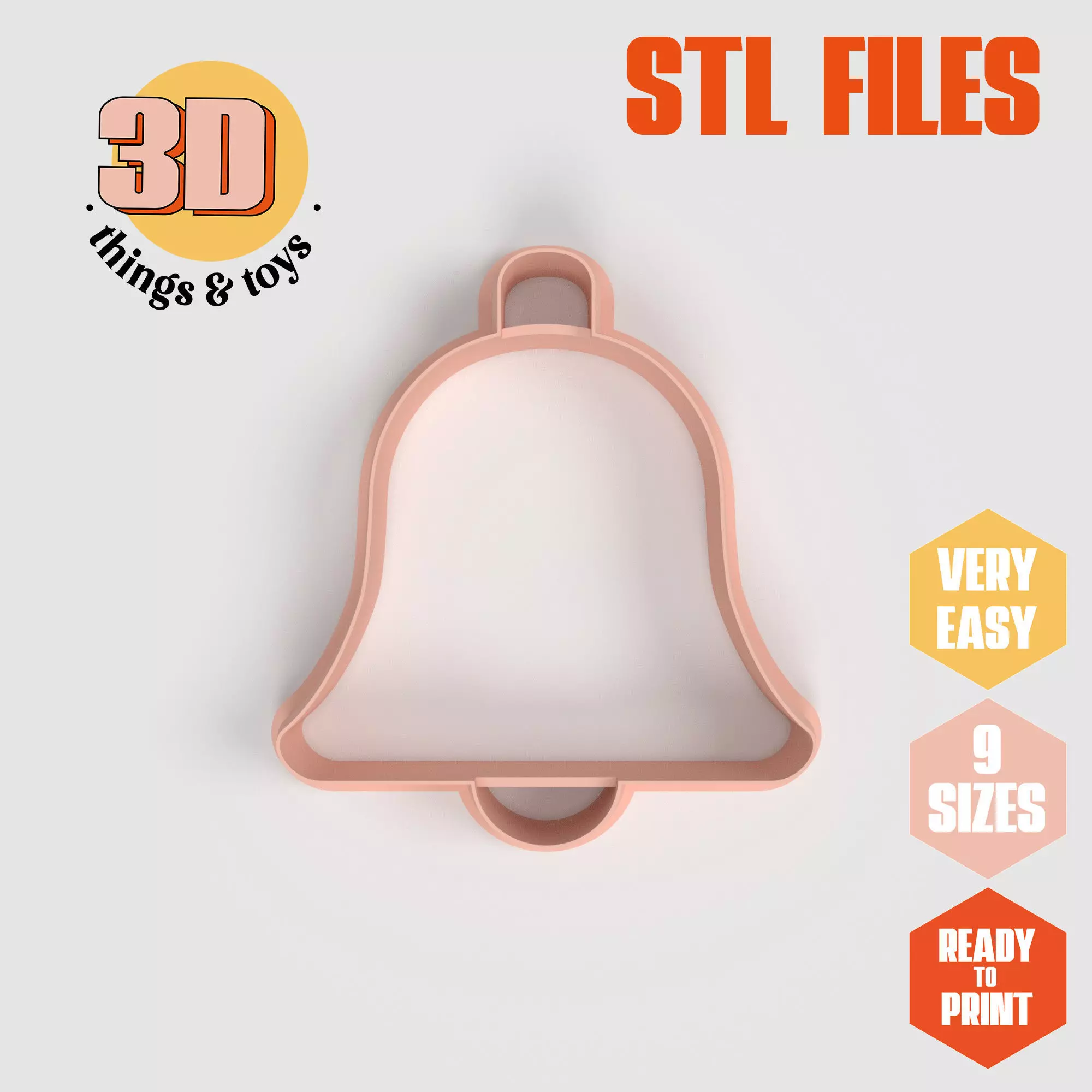Bell Christmas - Cookie Cutter Clay - Many Size 3D print model_0