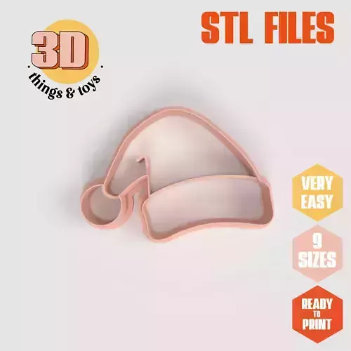 Santa Claus Hat - Cookie Cutter Clay - Many Size