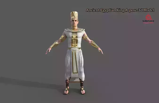  Ancient Egyptian King  A-pose 3d Model