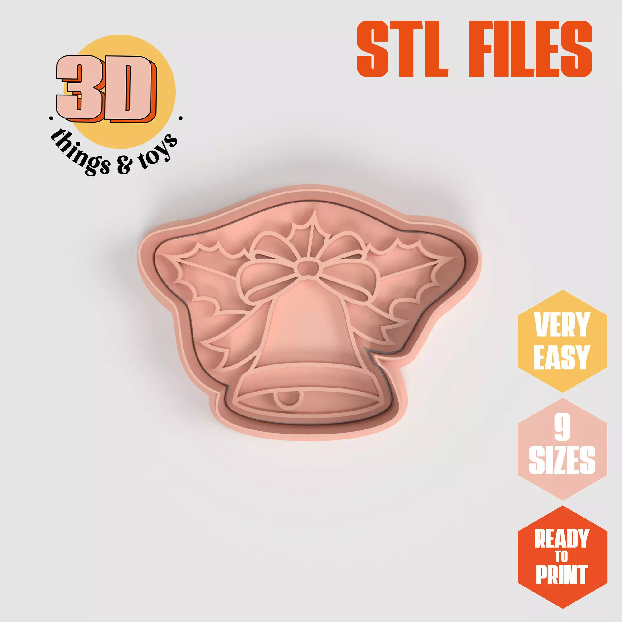 Bell Detail Christmas - Cookie Cutter Clay - Many Size 3D print model_0