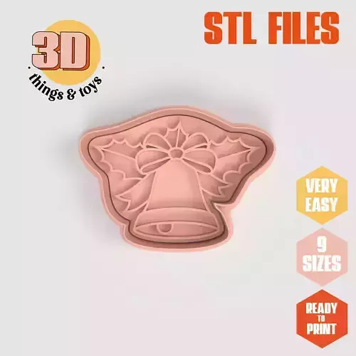 Bell Detail Christmas - Cookie Cutter Clay - Many Size 3D print model Bell Detail Christmas - Cookie Cutter Clay - Many Size 3D print model