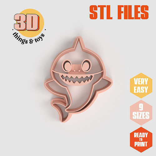 Baby Shark Crazy - Cookie Cutter Clay - Many Size 3D print model