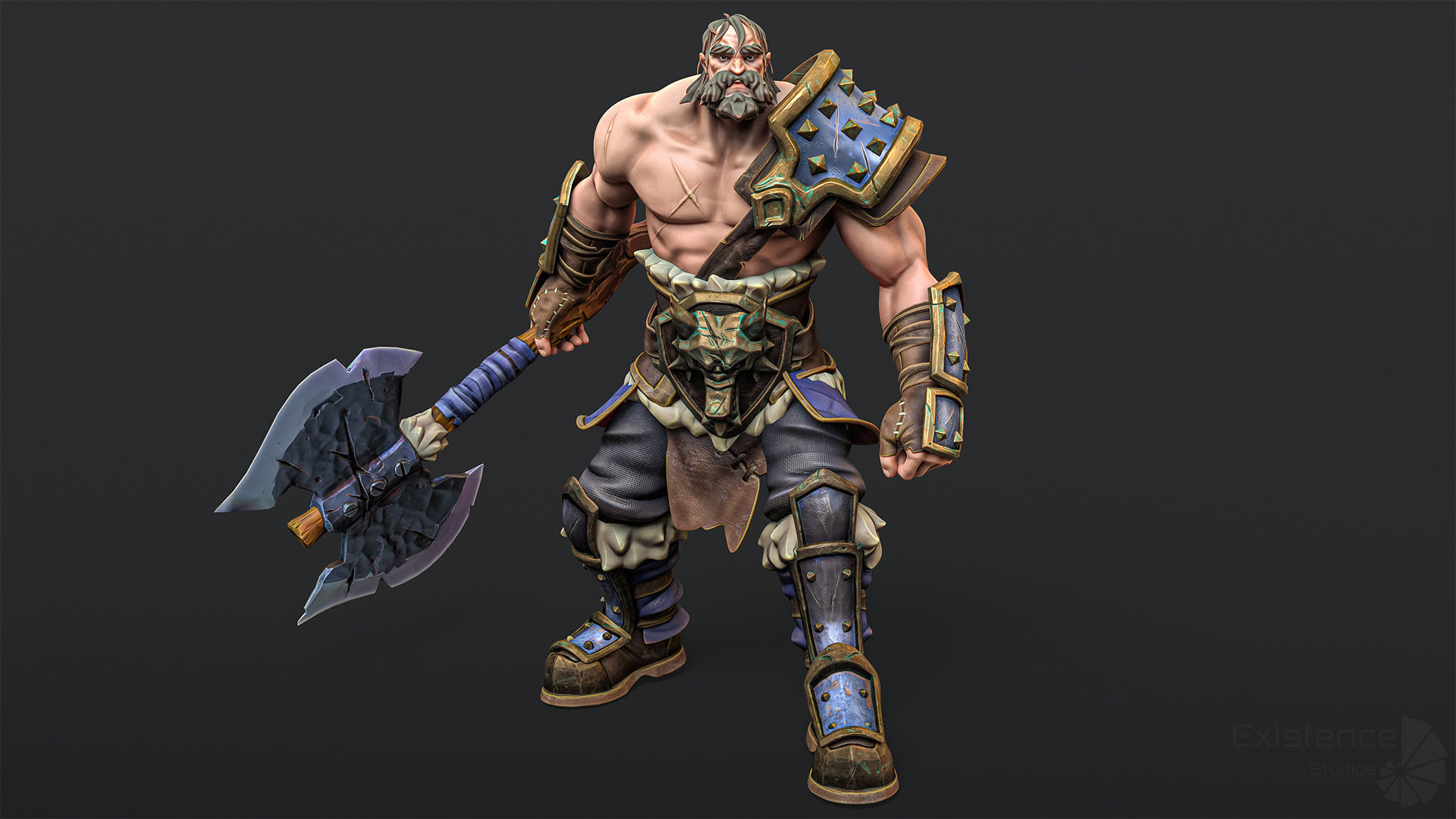 Stylized Warrior 03 - Fantasy Characters - Axe Heroes - 32 Low-poly 3D model_7