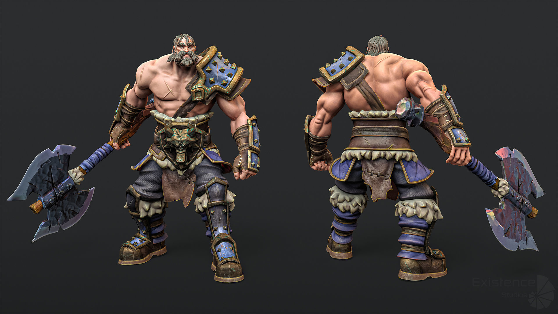 Stylized Warrior 03 - Fantasy Characters - Axe Heroes - 32 Low-poly 3D model_5