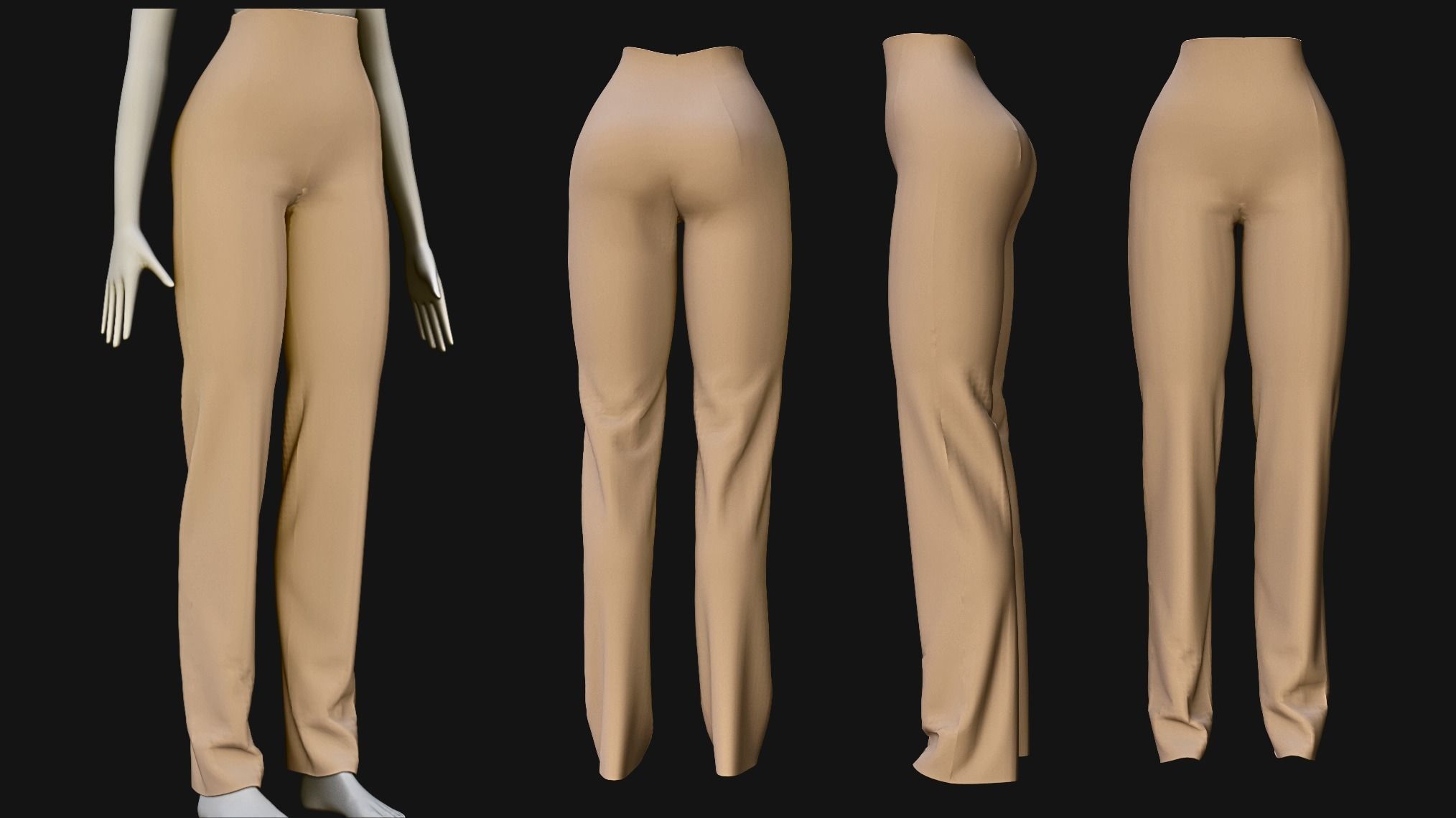 Female pants pack - 3D Model Low-poly 3D model_5