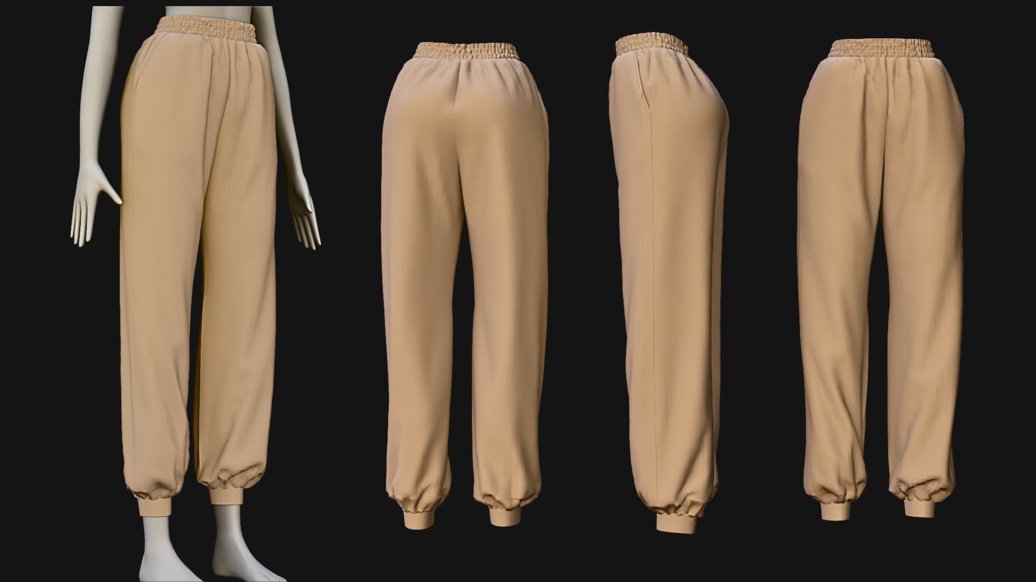 Female pants pack - 3D Model Low-poly 3D model_6