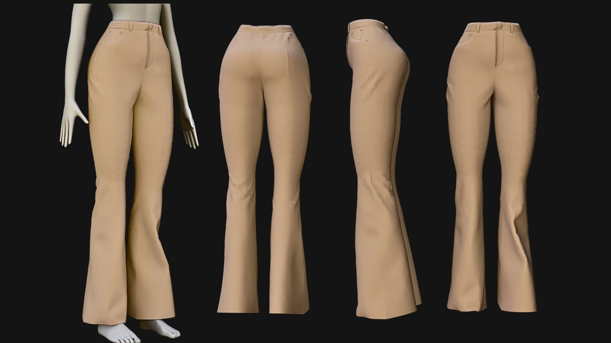 Female pants pack - 3D Model Low-poly 3D model_10
