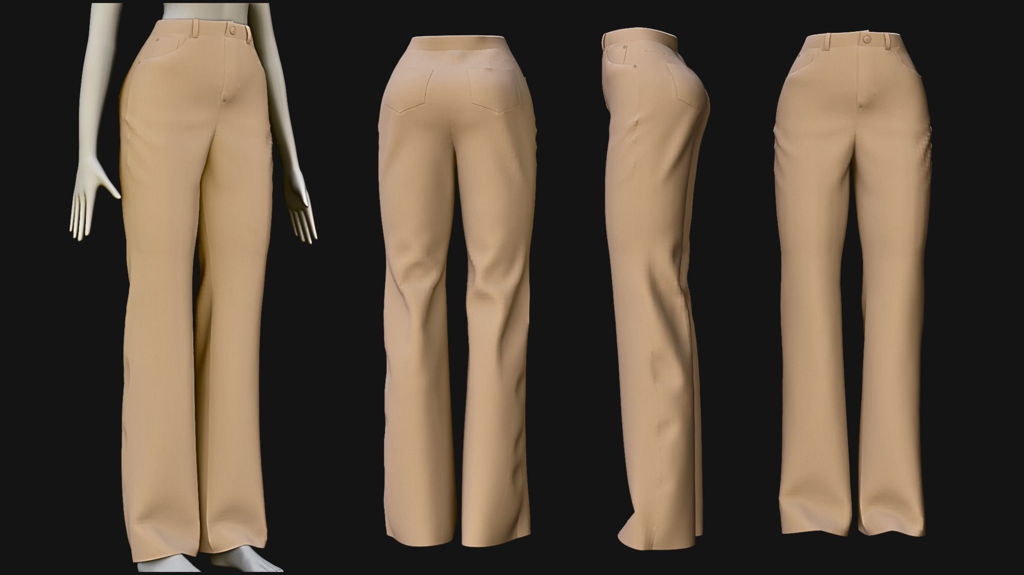 Female pants pack - 3D Model Low-poly 3D model_1