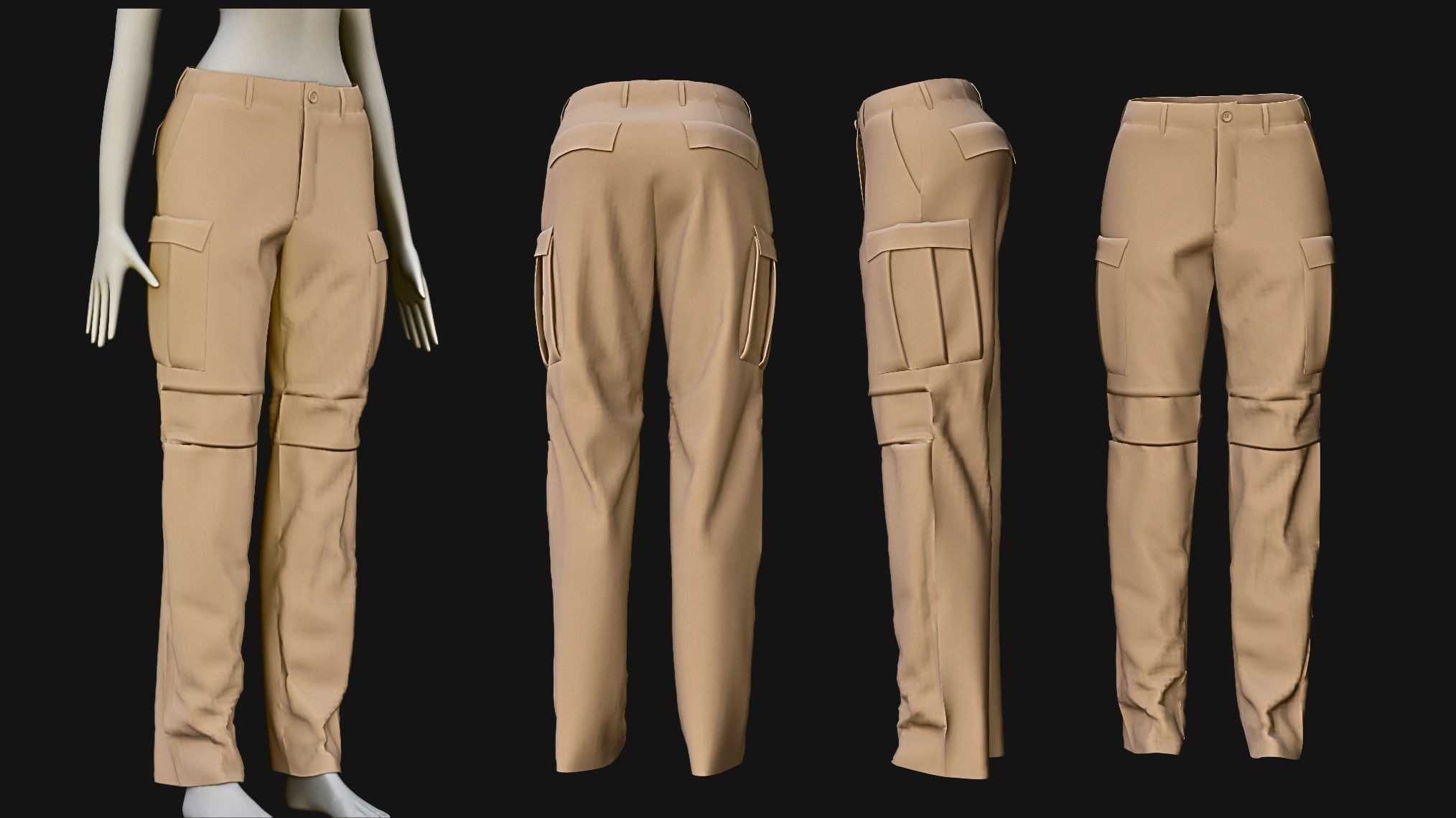 Female pants pack - 3D Model Low-poly 3D model_4